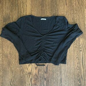 Reformation Black Crop Long Sleeve Tee size Large